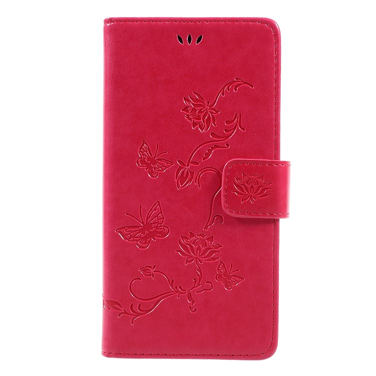 Impressione Farfalla Fiore Portafoglio Magnetico PU Cuoio Shell per Sony Xperia L1 - Rosa-3