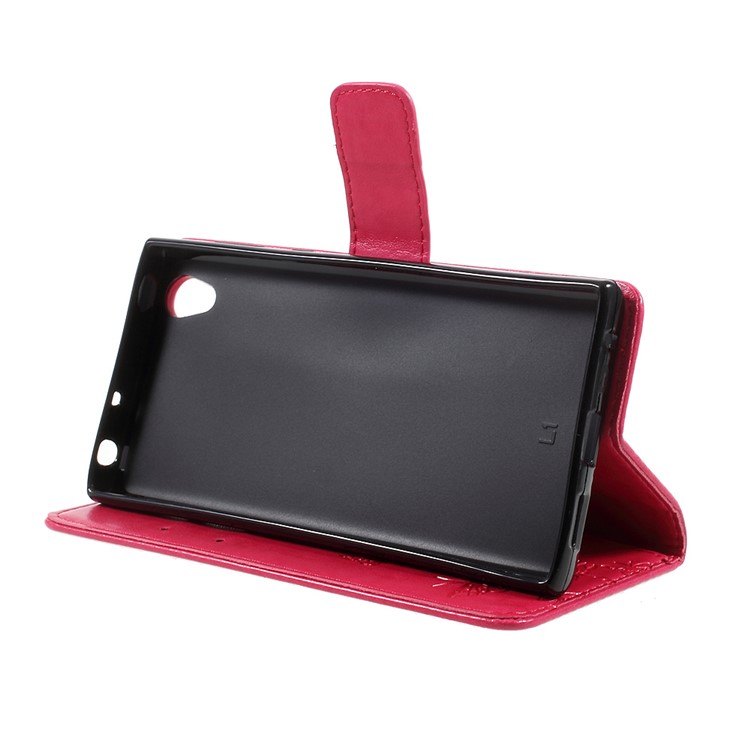 Impressione Farfalla Fiore Portafoglio Magnetico PU Cuoio Shell per Sony Xperia L1 - Rosa-4