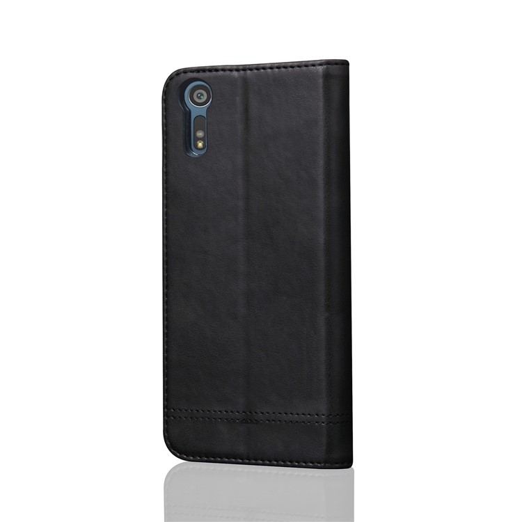 Vintage Crazy Horse Leather Wallet Mobile Phone Case for Sony Xperia XZ /XZs - Black-2