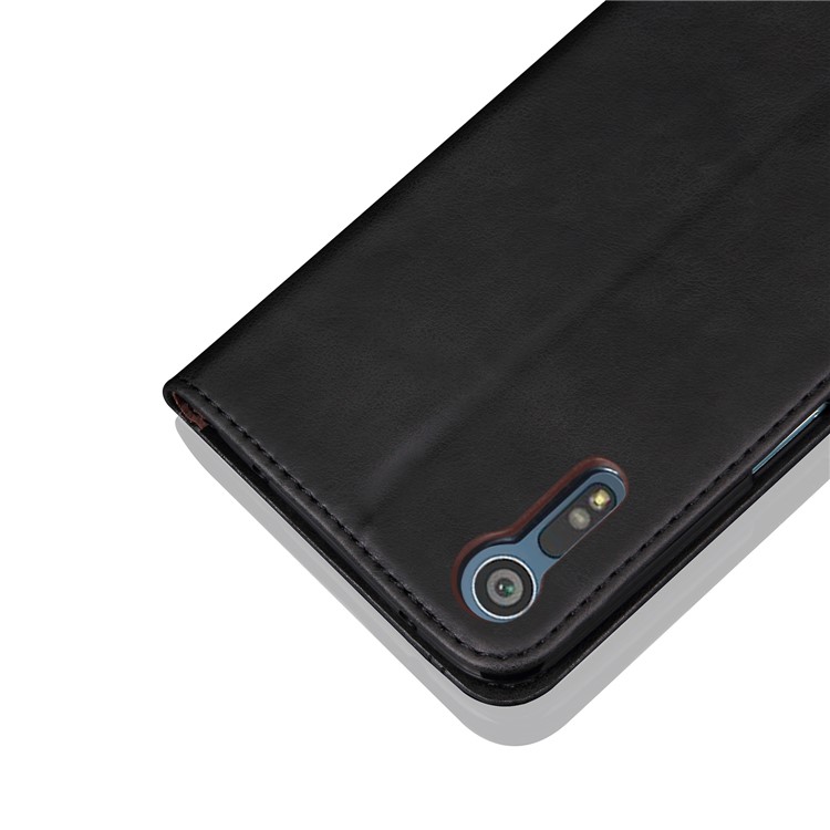 Vintage Crazy Horse Leather Wallet Mobile Phone Case for Sony Xperia XZ /XZs - Black-3