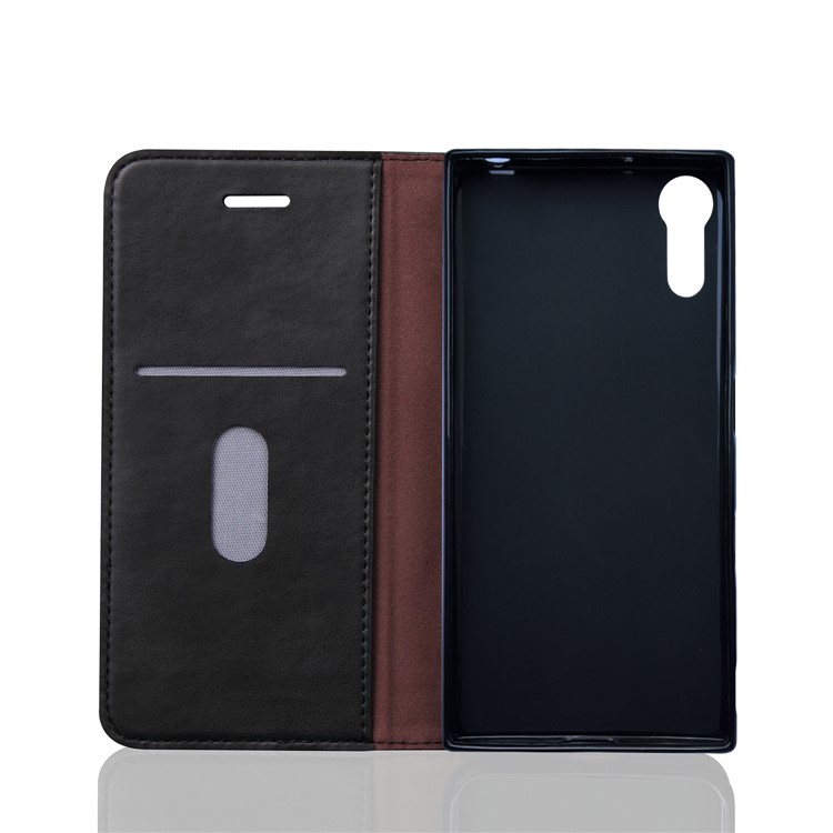 Vintage Crazy Horse Leather Wallet Mobile Phone Case for Sony Xperia XZ /XZs - Black-7