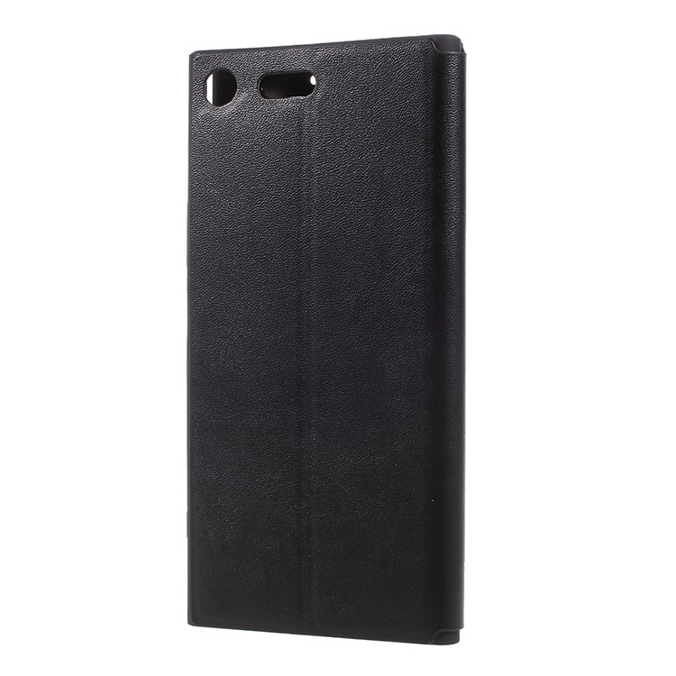 X-LEVEL FIBCOLOR Series Leather Stand Case for Sony Xperia XZ Premium - Black-2