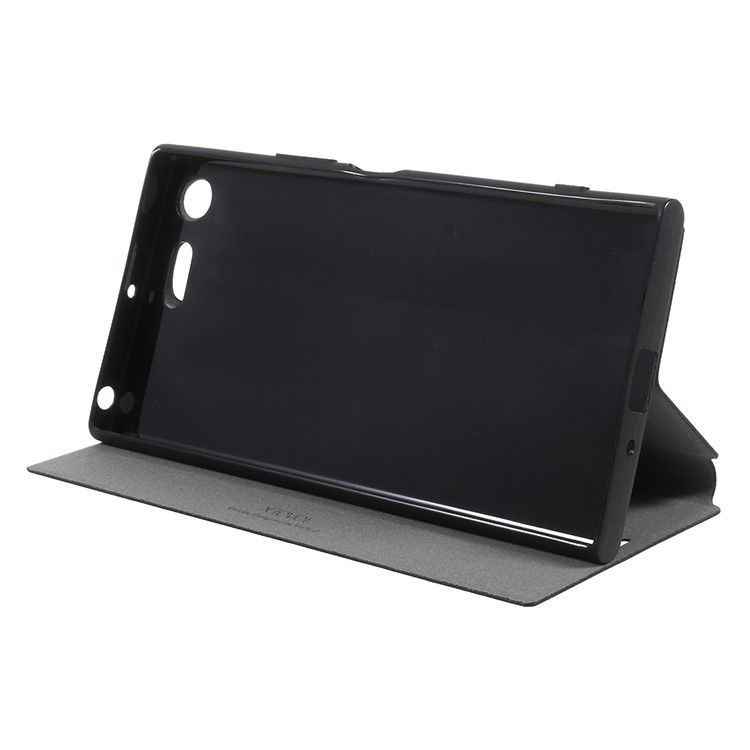 X-LEVEL FIBCOLOR Series Leather Stand Case for Sony Xperia XZ Premium - Black-3