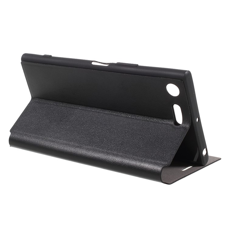 X-LEVEL FIBCOLOR Series Leather Stand Case for Sony Xperia XZ Premium - Black-4