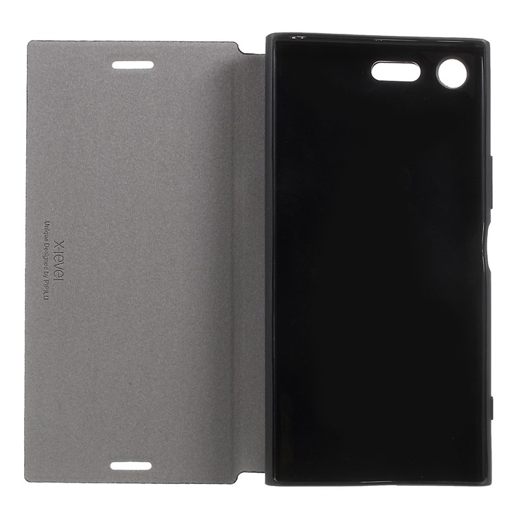 X-LEVEL FIBCOLOR Series Leather Stand Case for Sony Xperia XZ Premium - Black-5