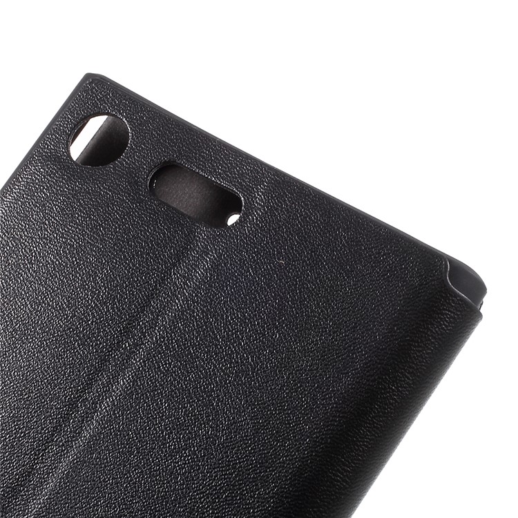 X-LEVEL FIBCOLOR Series Leather Stand Case for Sony Xperia XZ Premium - Black-7