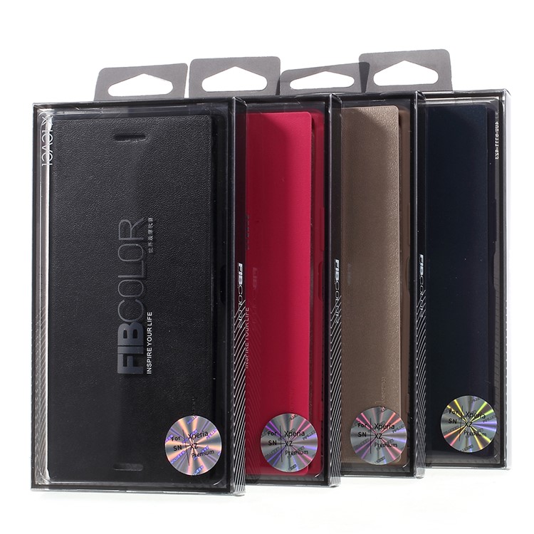 X-LEVEL FIBCOLOR Series Leather Stand Case for Sony Xperia XZ Premium - Black-8