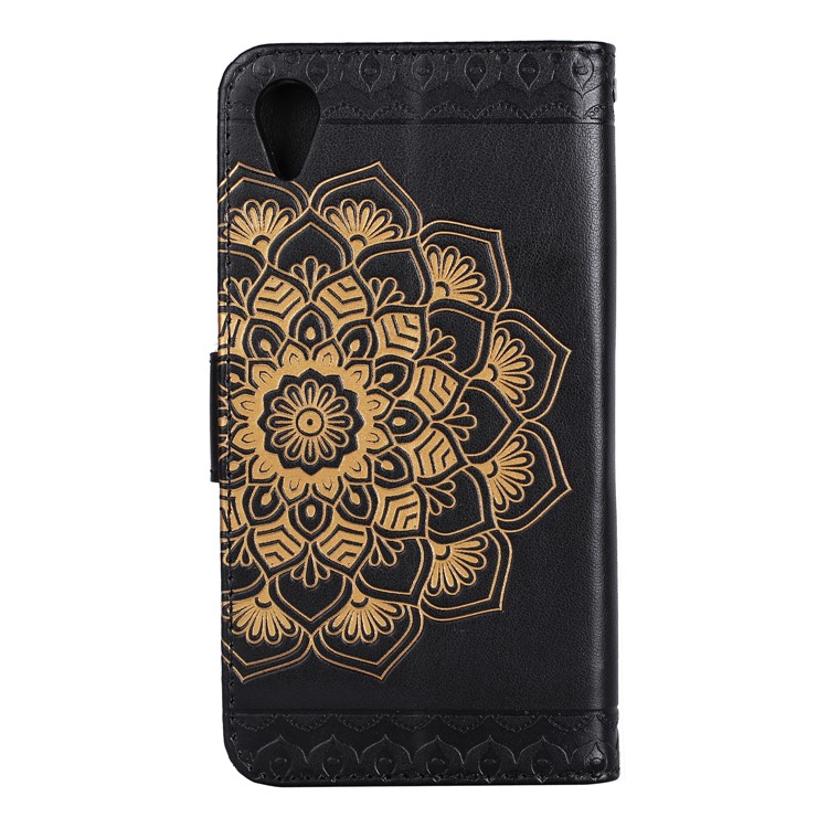 Imprinted Mandala Pattern PU Leather Wallet Case with Stand for Sony Xperia XA/XA Dual - Black-3