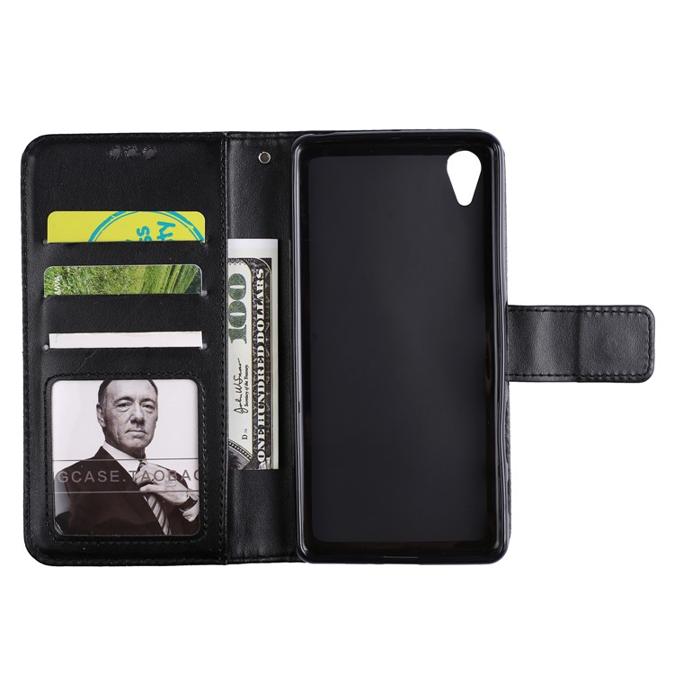 Imprinted Mandala Pattern PU Leather Wallet Case with Stand for Sony Xperia XA/XA Dual - Black-5