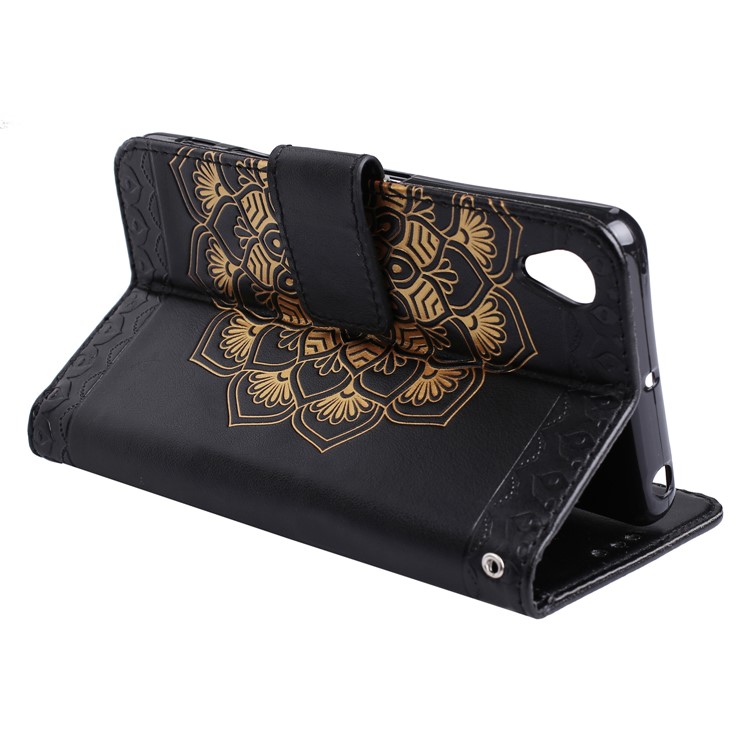 Imprinted Mandala Pattern PU Leather Wallet Case with Stand for Sony Xperia XA/XA Dual - Black-7