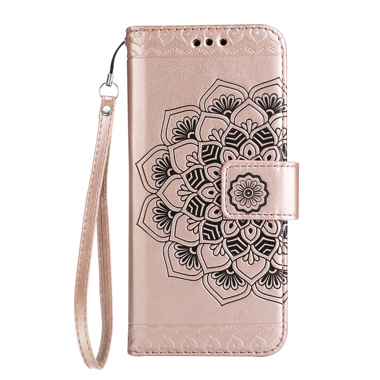 Aufgedrucktes Mandala Pattern PU Leder Geldbörse Mobile Schutzhülle mit Ständer für Sony Xperia XA1 - Aufgang Gold-2