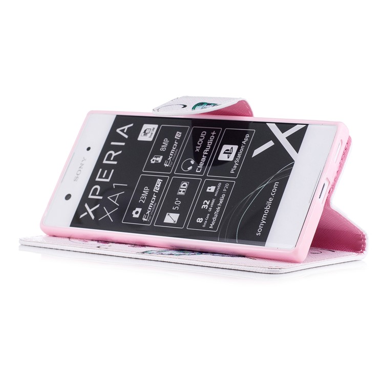 Impression des motifs Portefeuille en cuir magnétique Housse de téléphone avec support pour Sony Xperia XA1 - papillon fleurir-5