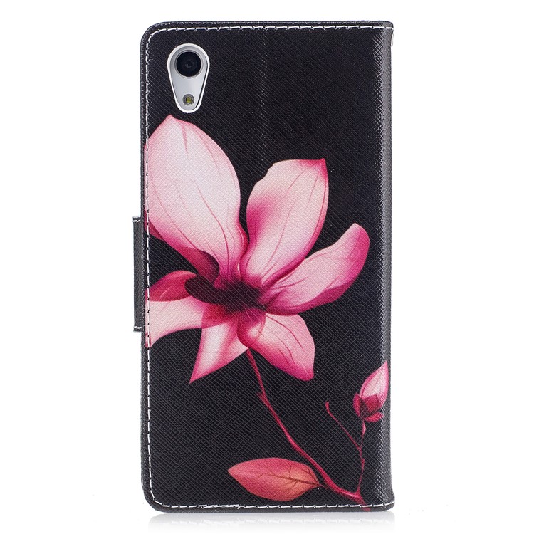 Pattern Printing Stand Leather Wallet Phone Casing with Magnet for Sony Xperia XA1 - Flower-3