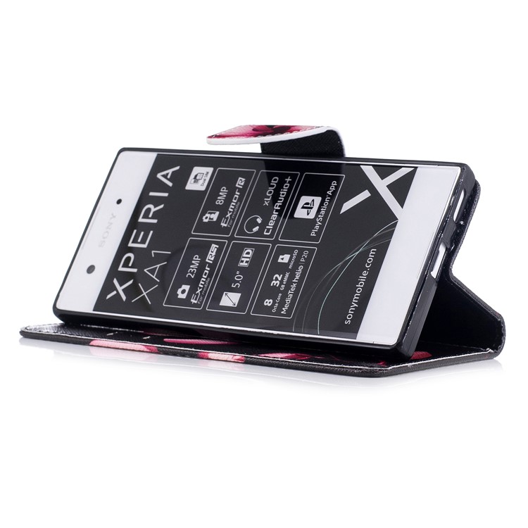 Pattern Printing Stand Leather Wallet Phone Casing with Magnet for Sony Xperia XA1 - Flower-5