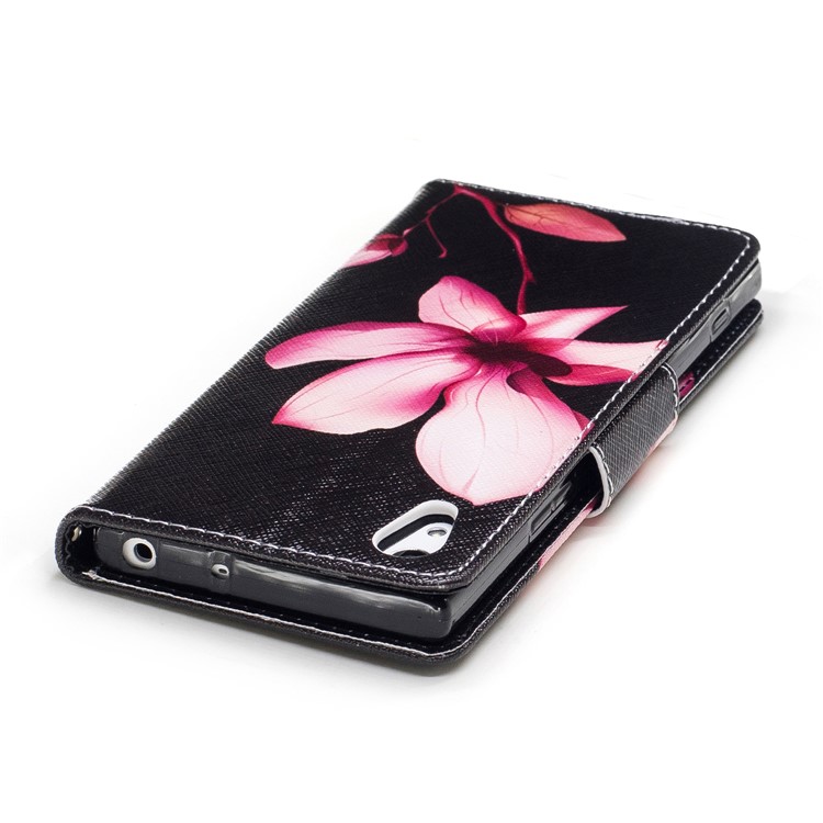 Pattern Printing Stand Leather Wallet Phone Casing with Magnet for Sony Xperia XA1 - Flower-7