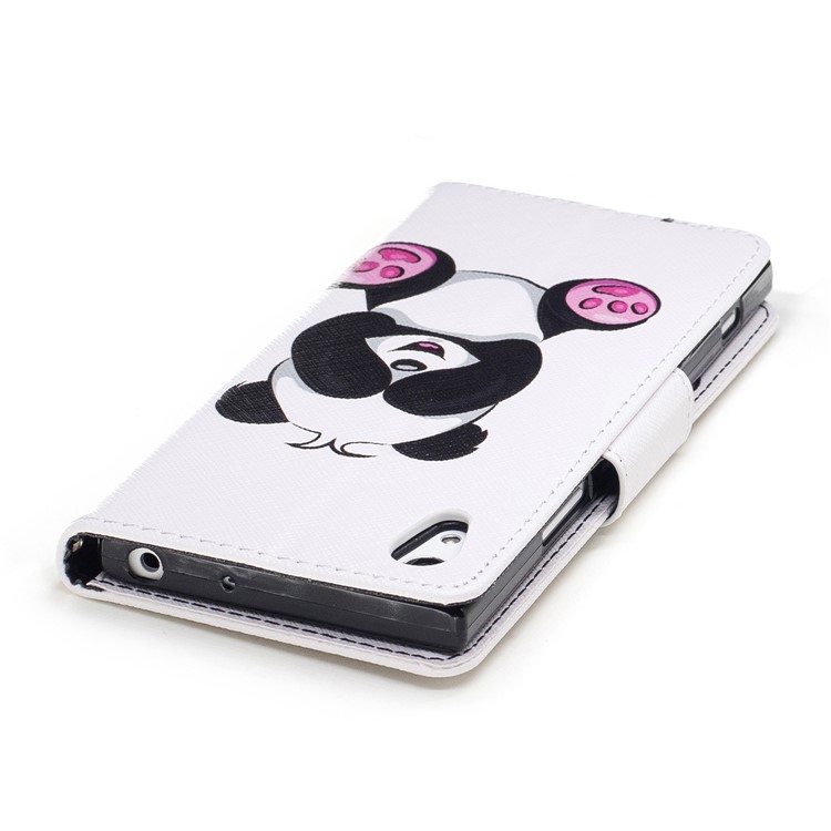 Pattern Printing Folio Magnetic Leather Wallet Phone Casing with Stand for Sony Xperia XA1 - Panda-7