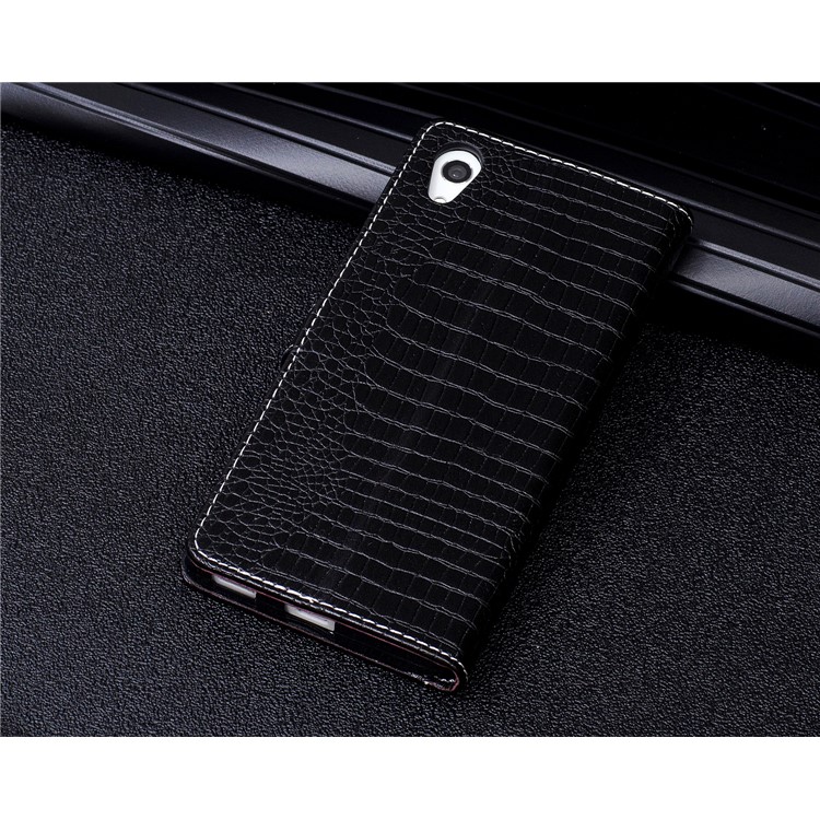 For Sony Xperia XA1 Crocodile Texture Leather Flip Cellphone Protection Cover with Stand - Black-10
