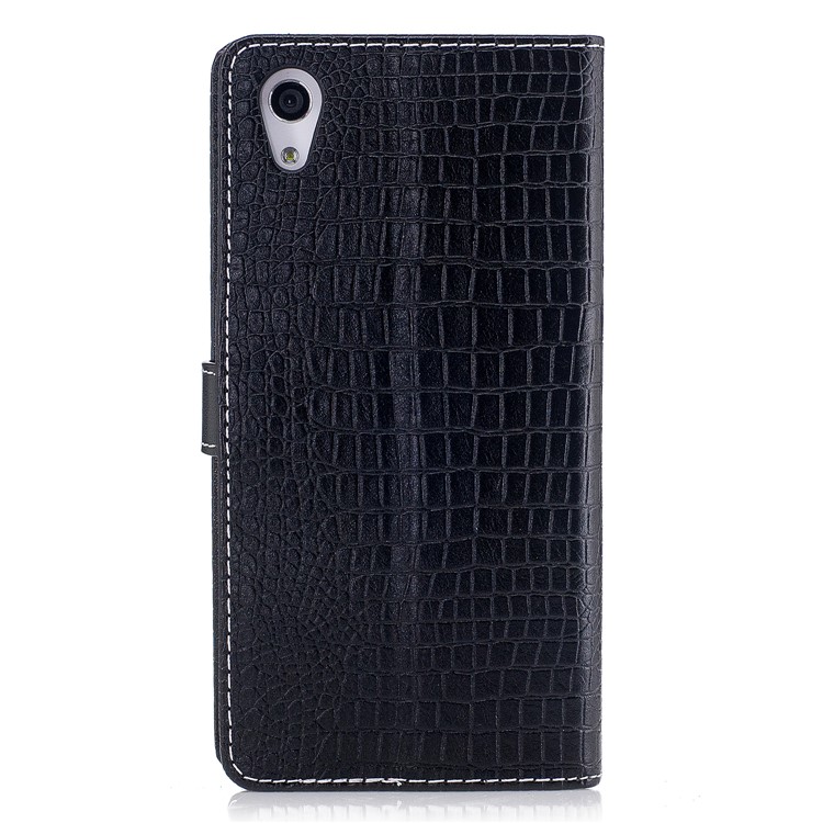 For Sony Xperia XA1 Crocodile Texture Leather Flip Cellphone Protection Cover with Stand - Black-3