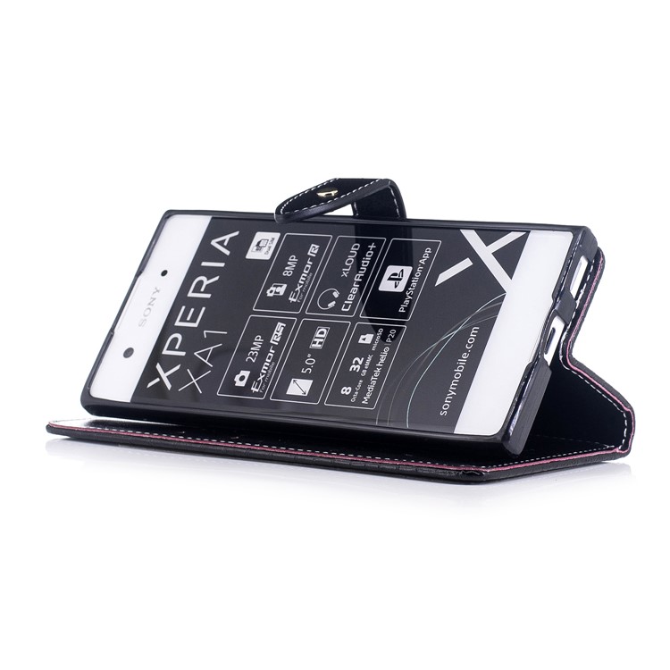 For Sony Xperia XA1 Crocodile Texture Leather Flip Cellphone Protection Cover with Stand - Black-5