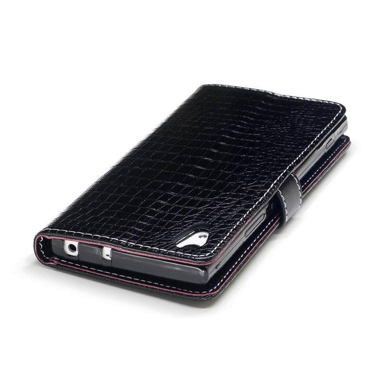 For Sony Xperia XA1 Crocodile Texture Leather Flip Cellphone Protection Cover with Stand - Black-7