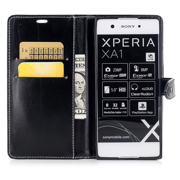 For Sony Xperia XA1 Crocodile Texture Leather Flip Cellphone Protection Cover with Stand - Black-8