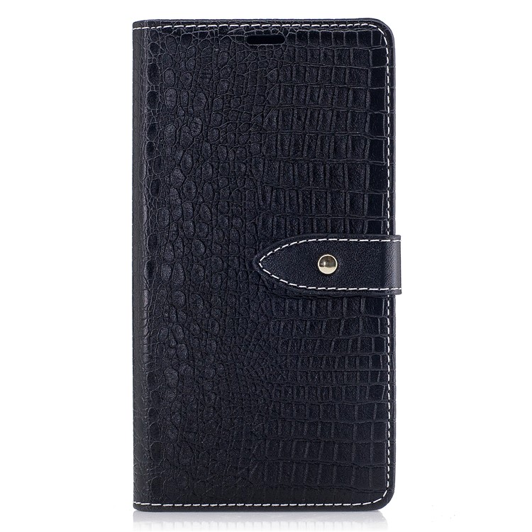 For Sony Xperia XZs / XZ Crocodile Texture Leather Flip Case Cover with Stand - Black-2