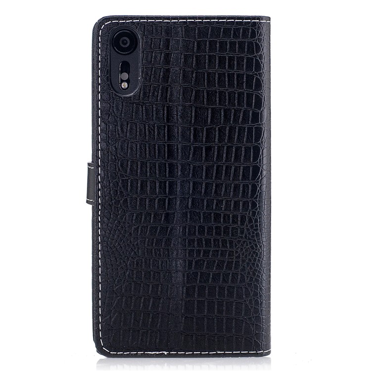 For Sony Xperia XZs / XZ Crocodile Texture Leather Flip Case Cover with Stand - Black-3