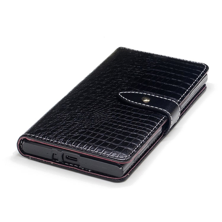 For Sony Xperia XZs / XZ Crocodile Texture Leather Flip Case Cover with Stand - Black-6