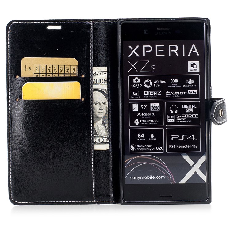 For Sony Xperia XZs / XZ Crocodile Texture Leather Flip Case Cover with Stand - Black-8