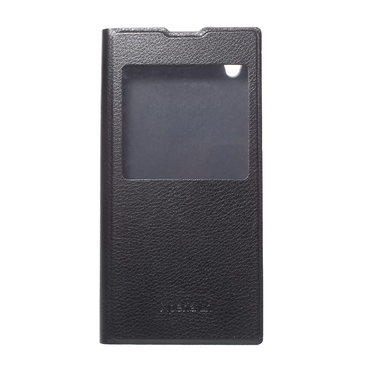Folding Stand View Window Leather Phone Case for Sony Xperia L1 - Black-1