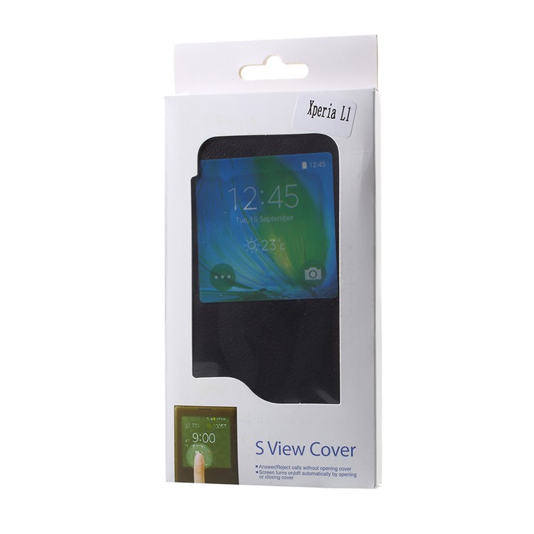 Folding Stand View Window Leather Phone Case for Sony Xperia L1 - Black-5