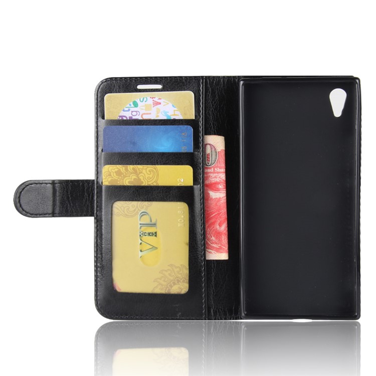 Crazy Horse Wallet Stand Leather Case for Sony Xperia XA1 - Black-4