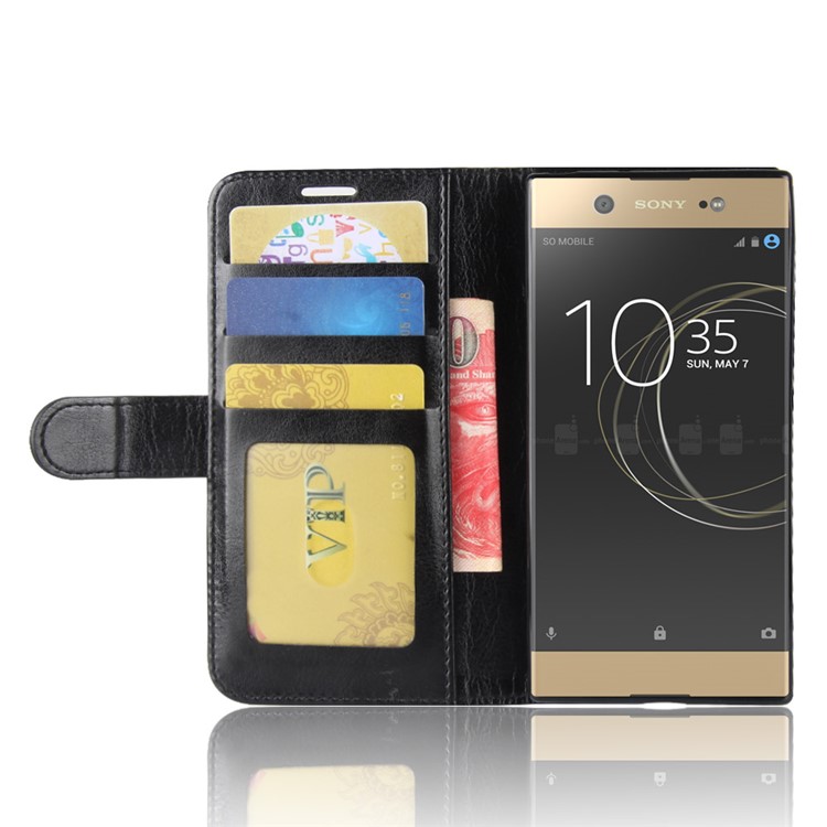 Crazy Horse Wallet Stand Leather Case for Sony Xperia XA1 - Black-5