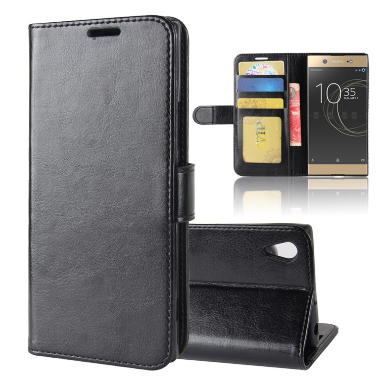 Crazy Horse Wallet Stand Leather Case for Sony Xperia XA1 - Black-8