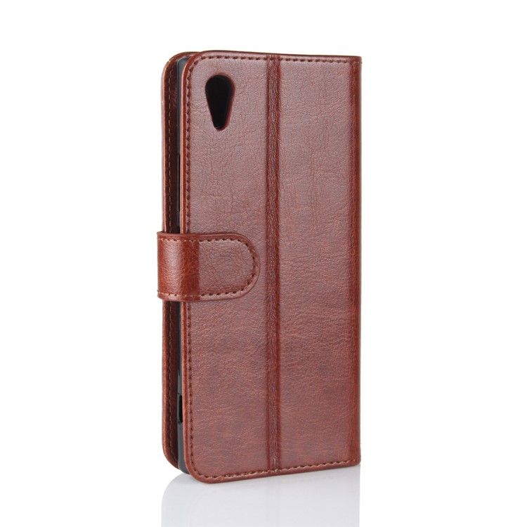 Crazy Horse Wallet Stand PU Leather Mobile Phone Case Accessory for Sony Xperia XA1 - Brown-7