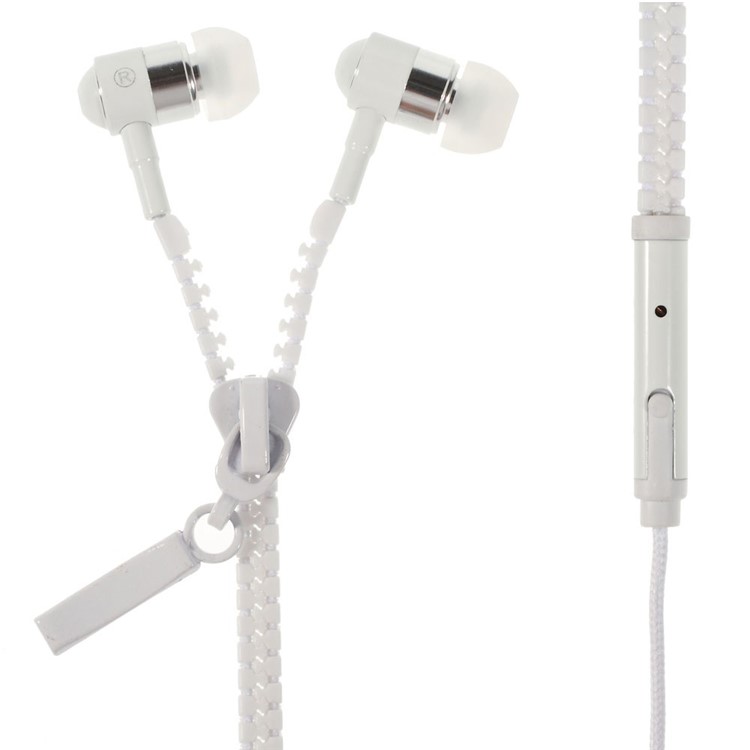 

Zipper Design 3.5mm In-ear Earphone with Mic for iPhone iPad Samsung HTC Huawei Etc - White, iPad Air