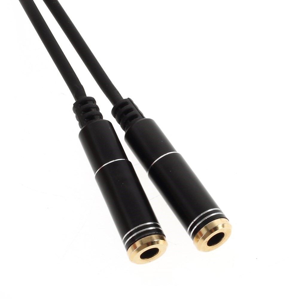 3.5mm Male to 2 Female Audio Extension Cord Earphone Audio Splitter Cable, Length: 30cm - Black-3