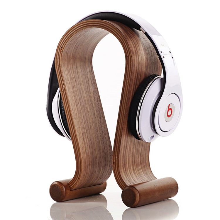 Samdi De Madera De Madera Para Auriculares Soporte Soporte Soporte - Marrón