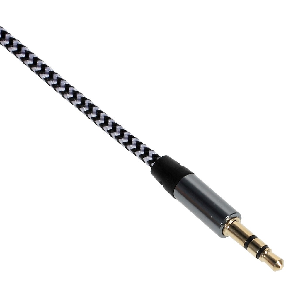 Nylon tejido de 3,5 mm macho a macho cable de audio estéreo - Negro-2