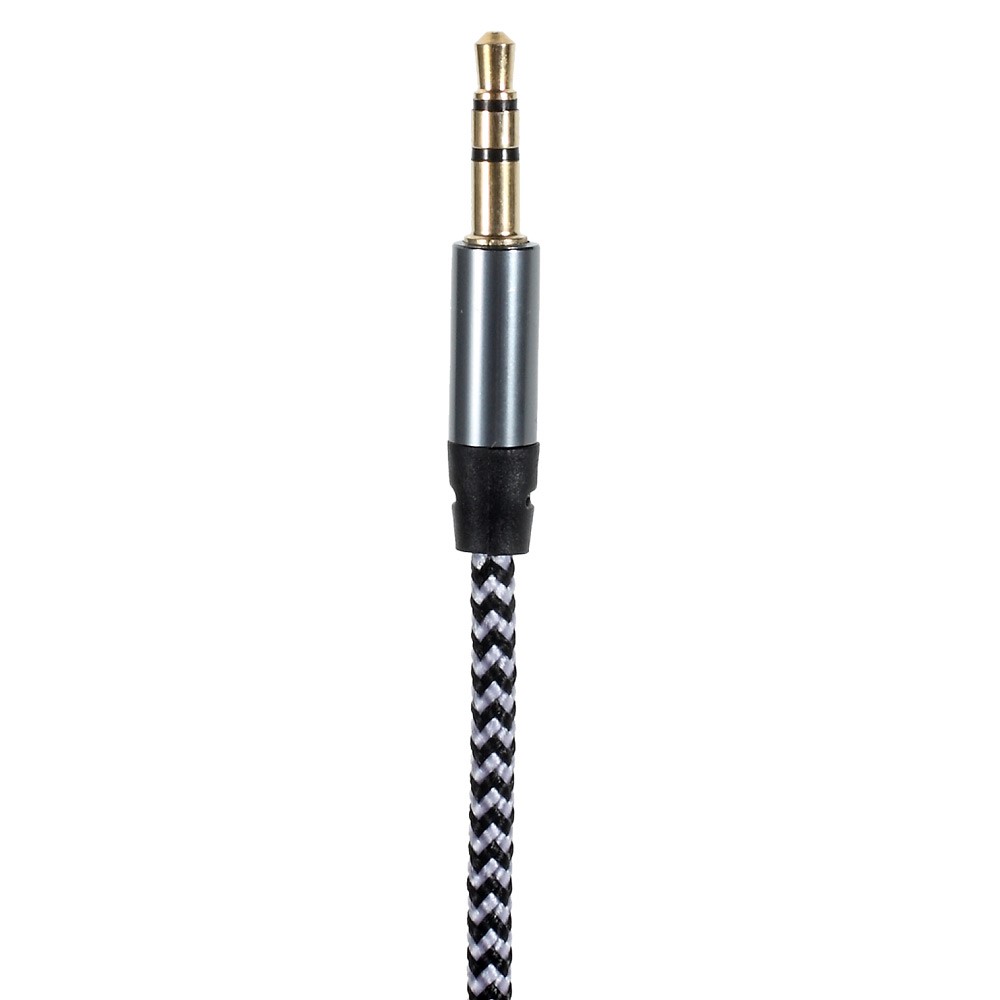 Nylon tejido de 3,5 mm macho a macho cable de audio estéreo - Negro-3