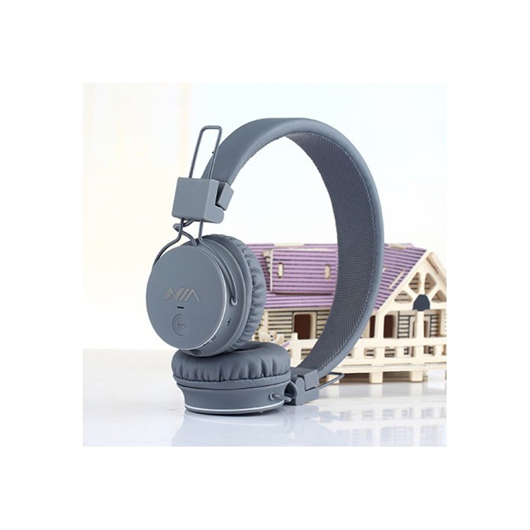 NIA X2 4-in-1 Bluetooth Hands-free Headphone Support Micro SD Player / FM Radio - Grey-1