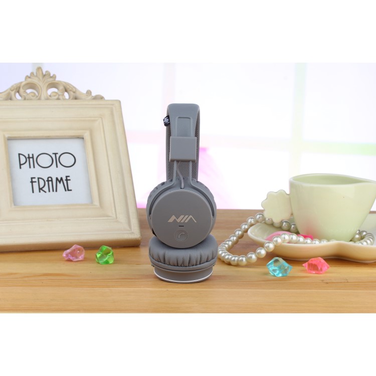NIA X2 4-in-1 Bluetooth Hands-free Headphone Support Micro SD Player / FM Radio - Grey-2