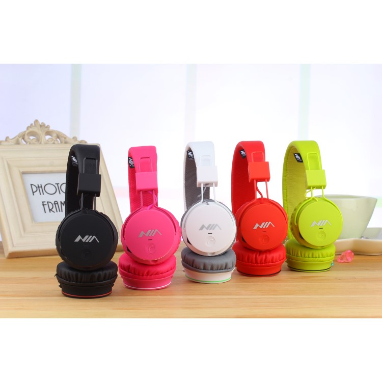 NIA X2 4-in-1 Bluetooth Hands-free Headphone Support Micro SD Player / FM Radio - Red-3