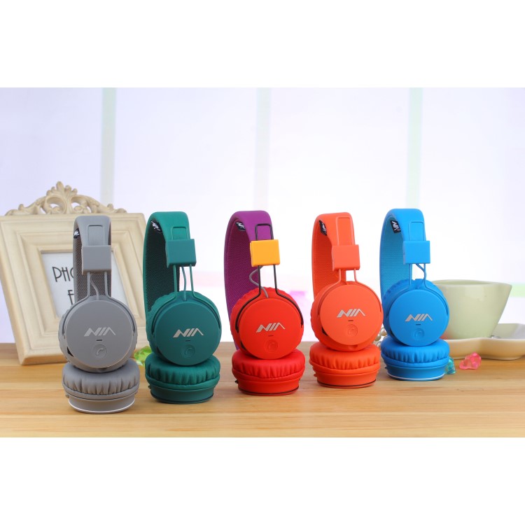 NIA X2 4-in-1 Bluetooth Hands-free Headphone Support Micro SD Player / FM Radio - Red-4