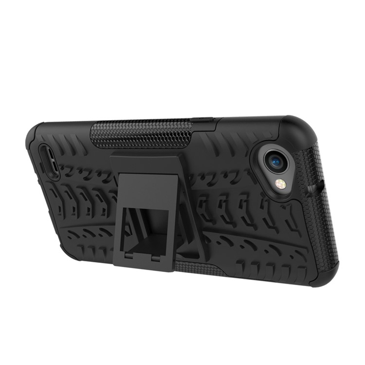 Anti-slip PC + TPU Hybrid Case with Kickstand for LG Q6 M700N (EU Version) / Q6 Plus - Black-10