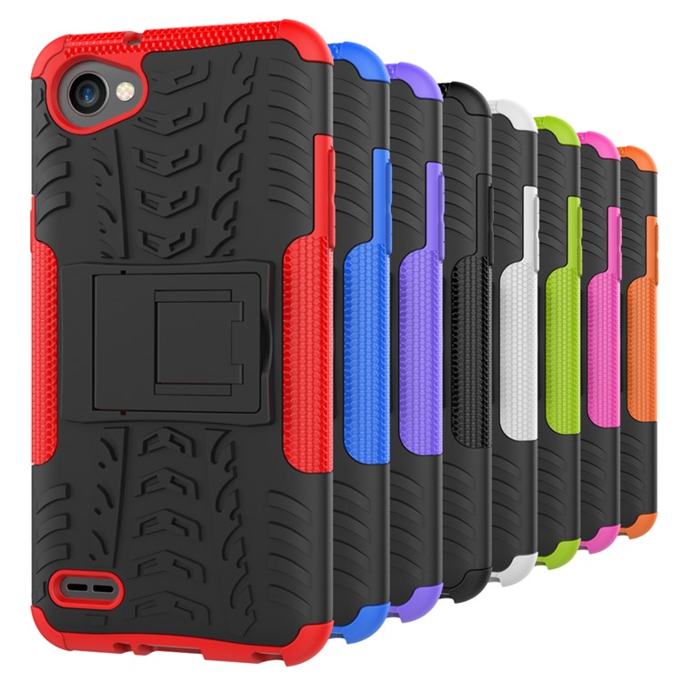 Anti-slip PC + TPU Hybrid Case with Kickstand for LG Q6 M700N (EU Version) / Q6 Plus - Black-11