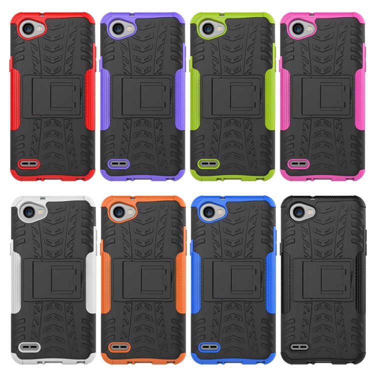 Anti-slip PC + TPU Hybrid Case with Kickstand for LG Q6 M700N (EU Version) / Q6 Plus - Black-12