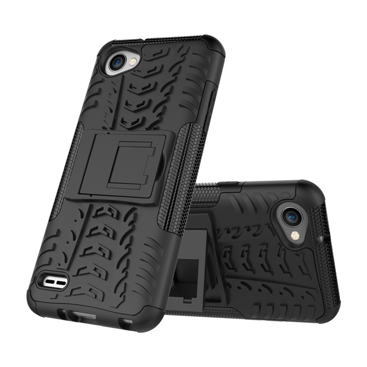 Anti-slip PC + TPU Hybrid Case with Kickstand for LG Q6 M700N (EU Version) / Q6 Plus - Black-2