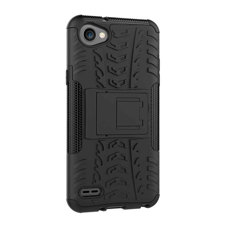 Anti-slip PC + TPU Hybrid Case with Kickstand for LG Q6 M700N (EU Version) / Q6 Plus - Black-4