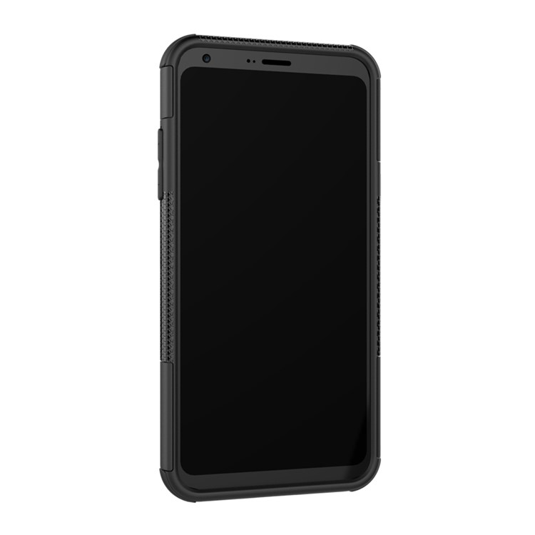 Anti-slip PC + TPU Hybrid Case with Kickstand for LG Q6 M700N (EU Version) / Q6 Plus - Black-6